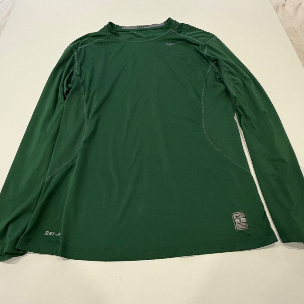 Nike Pro Combat Dri-FIT Long Sleeve Shirt Mens Medium Green Compression Top